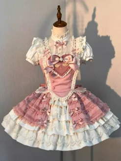 Pink Sweet Lolita Dress Sweetheart Bows Ruffles Skirt Lolita Dress