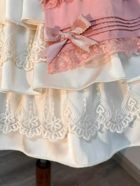 Pink Sweet Lolita Dress Sweetheart Bows Ruffles Skirt Lolita Dress