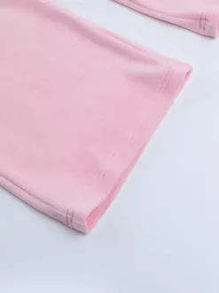 Pink Women's 2 Piece Tracksuit - Trendy Zip Up Cropped Hoodie & Straight Pants - Y2K Velour Style Spring Loungewear 2026
