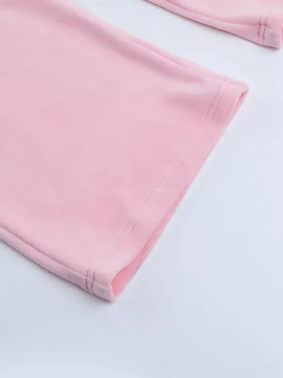 Pink Women's 2 Piece Tracksuit - Trendy Zip Up Cropped Hoodie & Straight Pants - Y2K Velour Style Spring Loungewear 2026