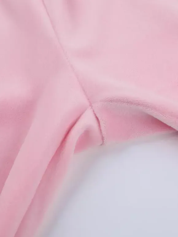 Pink Women's 2 Piece Tracksuit - Trendy Zip Up Cropped Hoodie & Straight Pants - Y2K Velour Style Spring Loungewear 2026