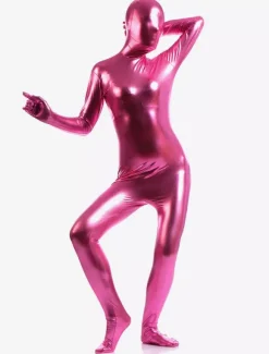 Pink Zentai Suit Adults Unisex Full Body Shiny Metallic Bodysuit