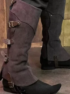 Pirate Boots Steampunk Rivet Kneepads Retro Clothing For Man
