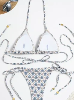 Plaid And Floral Printed Bikini Two-piece Swimsuit For Summer 2026