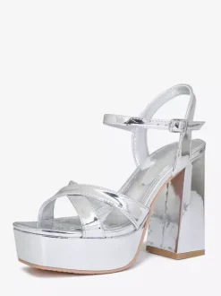 Platform High Heel Sandals Metallic Open Toe Ankle Strap Sandal Shoes