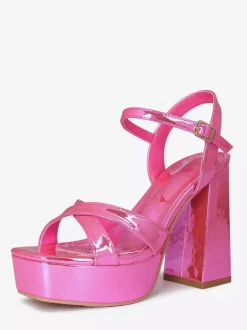 Platform High Heel Sandals Metallic Open Toe Ankle Strap Sandal Shoes