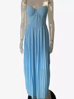 Pleated Corset Bustier Bodice Sleeveless Maxi Party Dress For Women 2026