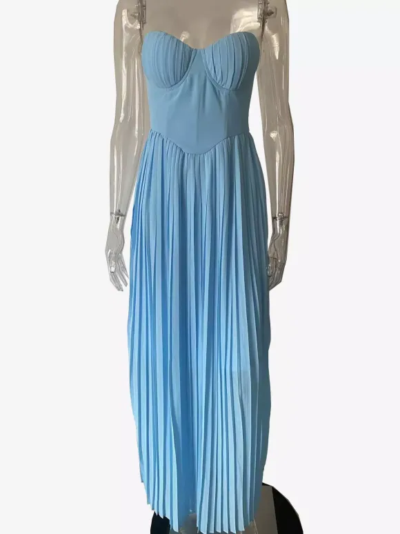Pleated Corset Bustier Bodice Sleeveless Maxi Party Dress For Women 2026