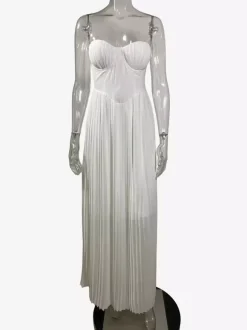 Pleated Corset Bustier Bodice Sleeveless Maxi Party Dress For Women 2026