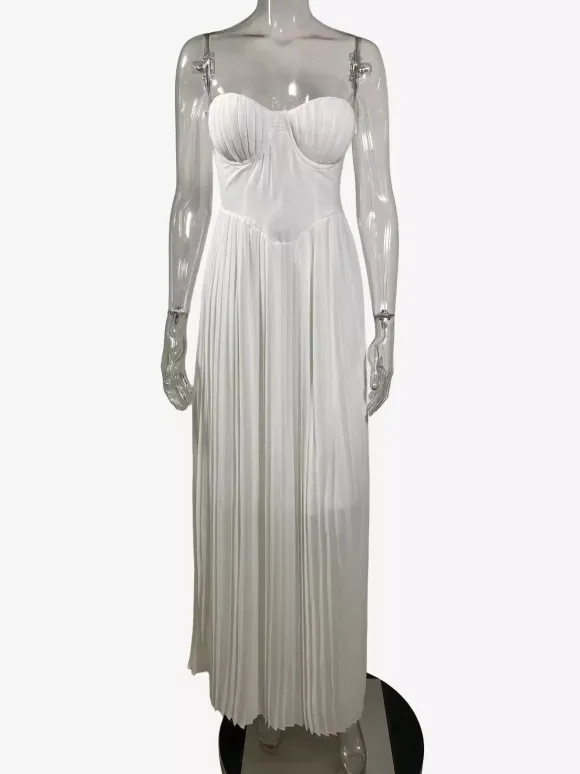 Pleated Corset Bustier Bodice Sleeveless Maxi Party Dress For Women 2026