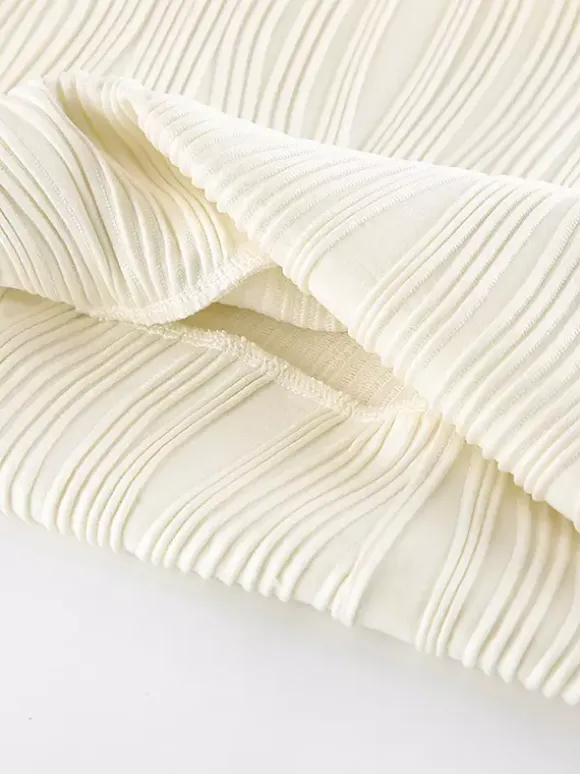 Pleated Off Shoulder Women's Maxi Dress - Elegant Cream Textured Bodycon Gown - Long Sleeve Party Wear 2026