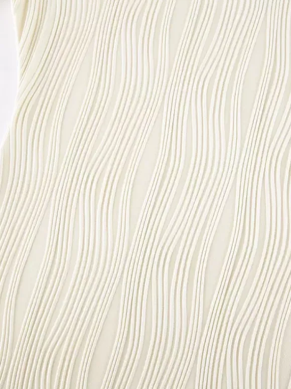 Pleated Off Shoulder Women's Maxi Dress - Elegant Cream Textured Bodycon Gown - Long Sleeve Party Wear 2026