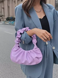 Pleated Cloud Bag Faux Leather Handbag For Women 2026