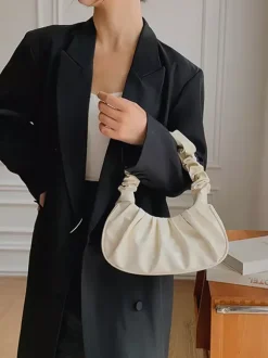 Pleated Cloud Bag Faux Leather Handbag For Women 2026