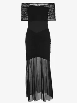 Pleated Maxi Dresses Off-Shoulder Sheer Semi-formal Party Long Dress For Women 2026