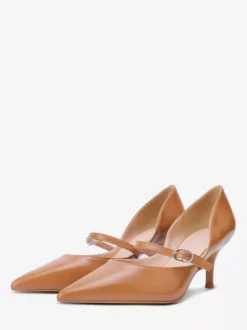 Plus Size Kitten Heel Pumps Women's Pointed Toe Buckle Detail Slip On Pumps