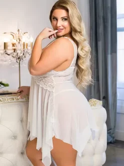 Plus Size Lingerie Chic Indoor White Black Chemises Babydoll