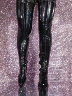 Plus Size Over The Knee Boots Round Toe Stiletto Heel Patent PU Upper
