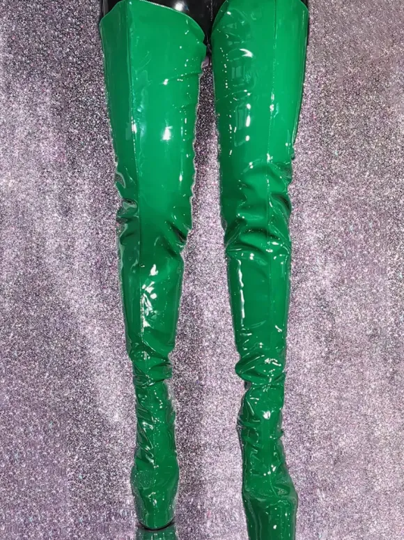Plus Size Platform Patent PU Sexy Over The Knee Boots
