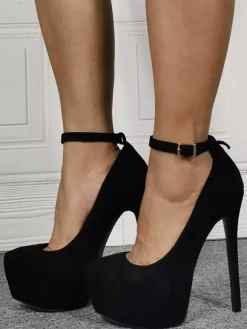 Plus Size Sexy High Heel Black Micro Suede Stiletto Heel Sexy Shoes Plus Size Shoes