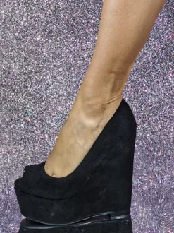 Plus Size Wedge Heels Sexy Shoes Peep Toe Nubuck Wedges