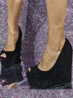 Plus Size Wedge Heels Sexy Shoes Peep Toe Nubuck Wedges