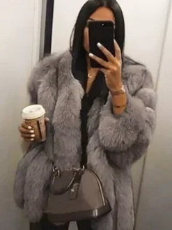 Plush Faux Fur Coat Crew Neck Winter Eco-friendly Fur Jacket For Women 2026