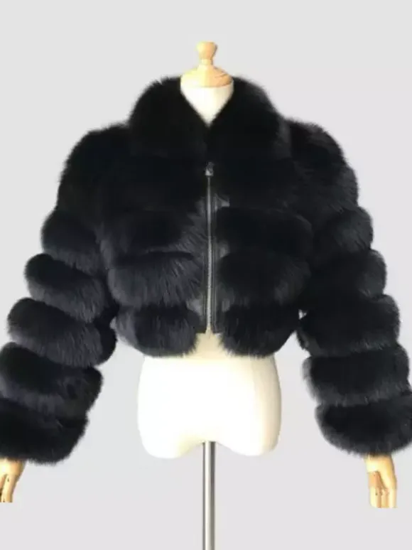 Plush Faux Fur Coat Turndown Collar Winter Short Jacket For Women 2026
