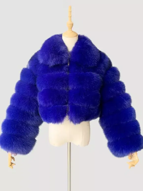 Plush Faux Fur Coat Turndown Collar Winter Short Jacket For Women 2026