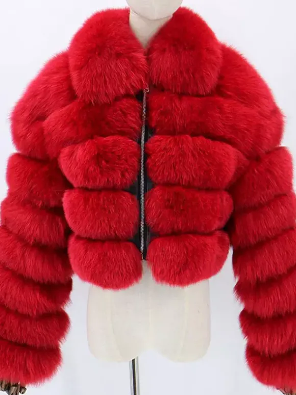 Plush Faux Fur Coat Turndown Collar Winter Short Jacket For Women 2026