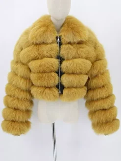 Plush Faux Fur Coat Turndown Collar Winter Short Jacket For Women 2026