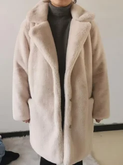 Plush Faux Fur Jackat Winter Eco-friendly Midi Coat For Women 2026