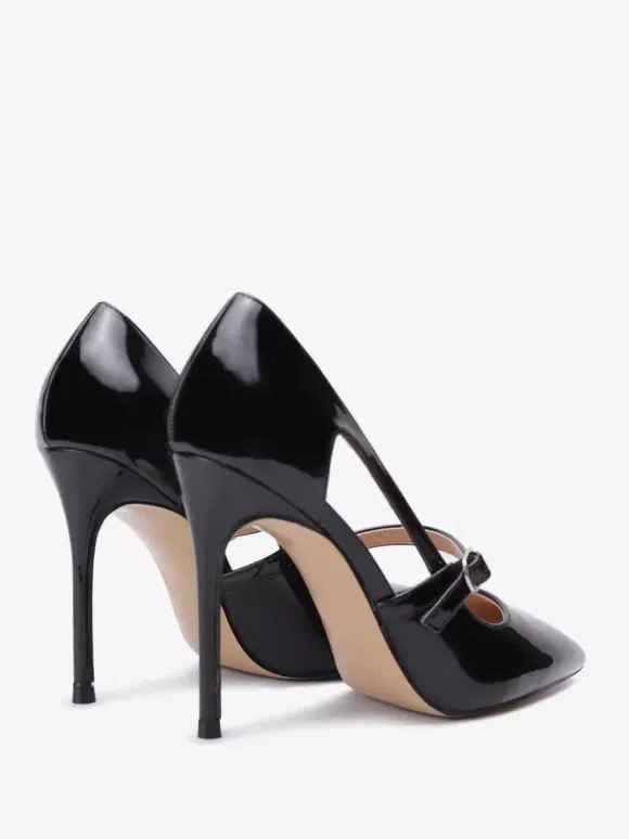 Plus Size Black High Heels Pointed Toe Buckle Detail Slip On Dress Shoes