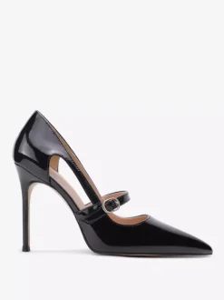 Plus Size Black High Heels Pointed Toe Buckle Detail Slip On Dress Shoes