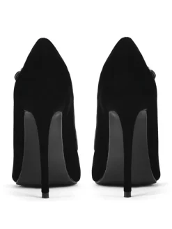 Plus Size Black High Heels Pointed Toe Stiletto Heel Mary Jane Pumps