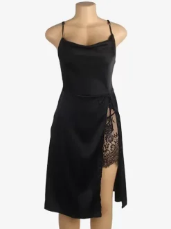 Plus Size Lingerie Dating Split Front Sheer Champagne Chemises Sleepwear