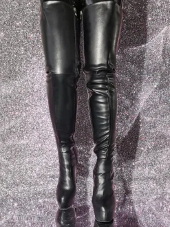 Plus Size Stiletto Heel PU Leather Over The Knee Boots
