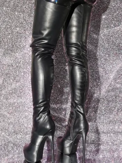 Plus Size Stiletto Heel PU Leather Over The Knee Boots