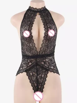 Plus Size Teddies Black Lace Sexy Lingerie For Women