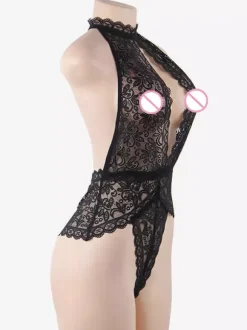 Plus Size Teddies Black Lace Sexy Lingerie For Women