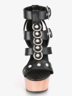 Pole Dance Shoes High Heel Sexy Sandals Black Leather Peep Toe Gladiator Sexy Platform Sandals Stripper Shoes