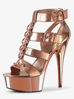 Pole Dance Shoes High Heel Sexy Sandals Black Leather Peep Toe Gladiator Sexy Platform Sandals Stripper Shoes