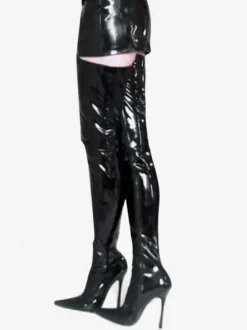 Pole Dance Shoes High Heel Boots Black Patent Over Knee Boots Women Sexy Boots