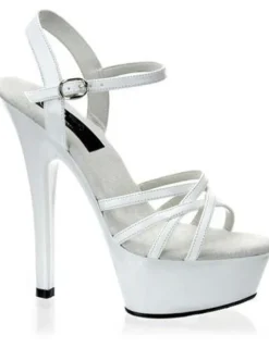 Pole Dance Shoes High Heel White Ankle Strap Platform Sandals Stripper Shoes