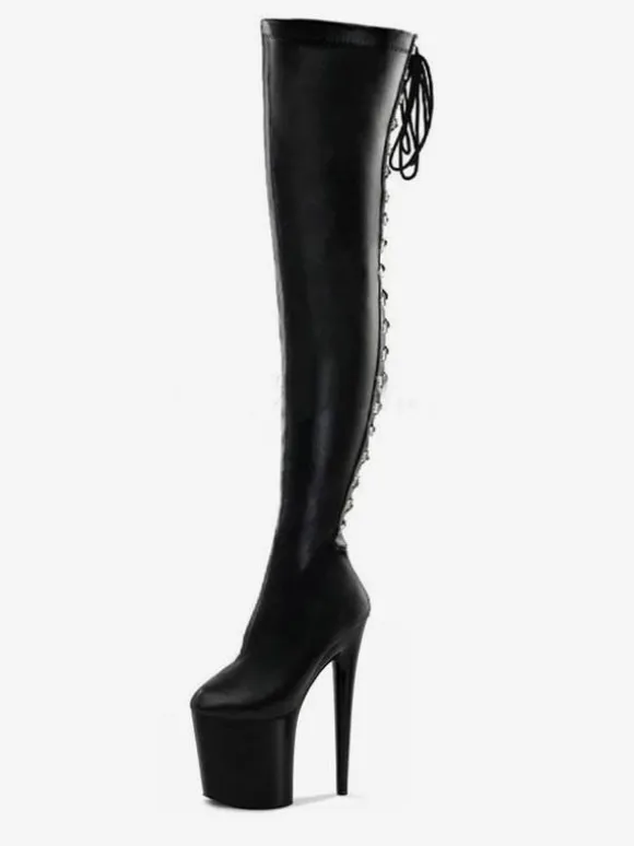 Pole Dance Shoes Sexy High Heel Boots Platform Stiletto Heel Sky High Heel Black