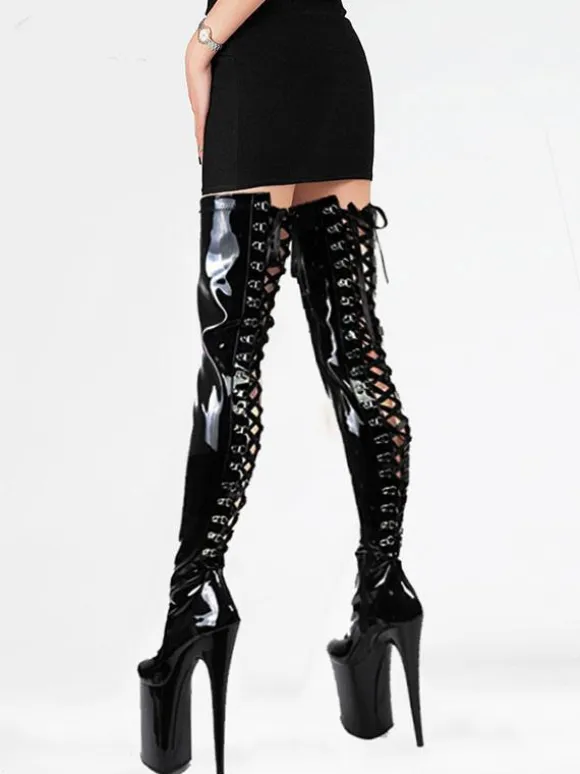 Pole Dance Shoes Sexy High Heel Boots Platform Stiletto Heel Sky High Heel Black