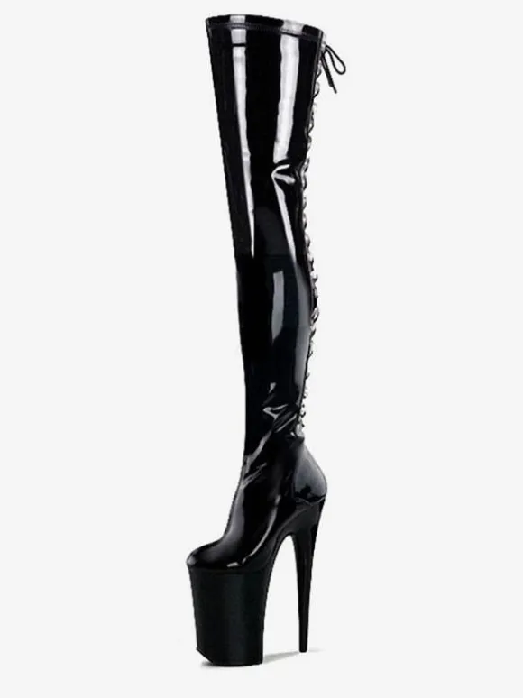 Pole Dance Shoes Sexy High Heel Boots Platform Stiletto Heel Sky High Heel Black