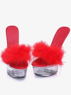 Pole Dance Shoes Sexy Sandals For Woman Black Open Toe Stiletto Heel Mules Stripper Shoes