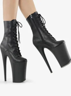 Pole Dance Shoes Women Sexy Boots Round Toe Zipper Zipper Stiletto Heel Rave Club Black Thigh High Boots Over The Knee Boots Stripper Shoes