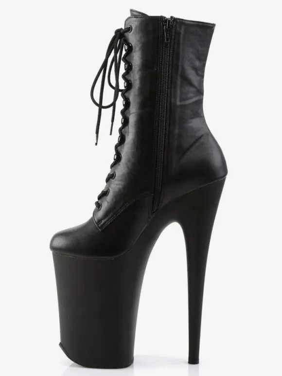 Pole Dance Shoes Women Sexy Boots Round Toe Zipper Zipper Stiletto Heel Rave Club Black Thigh High Boots Over The Knee Boots Stripper Shoes